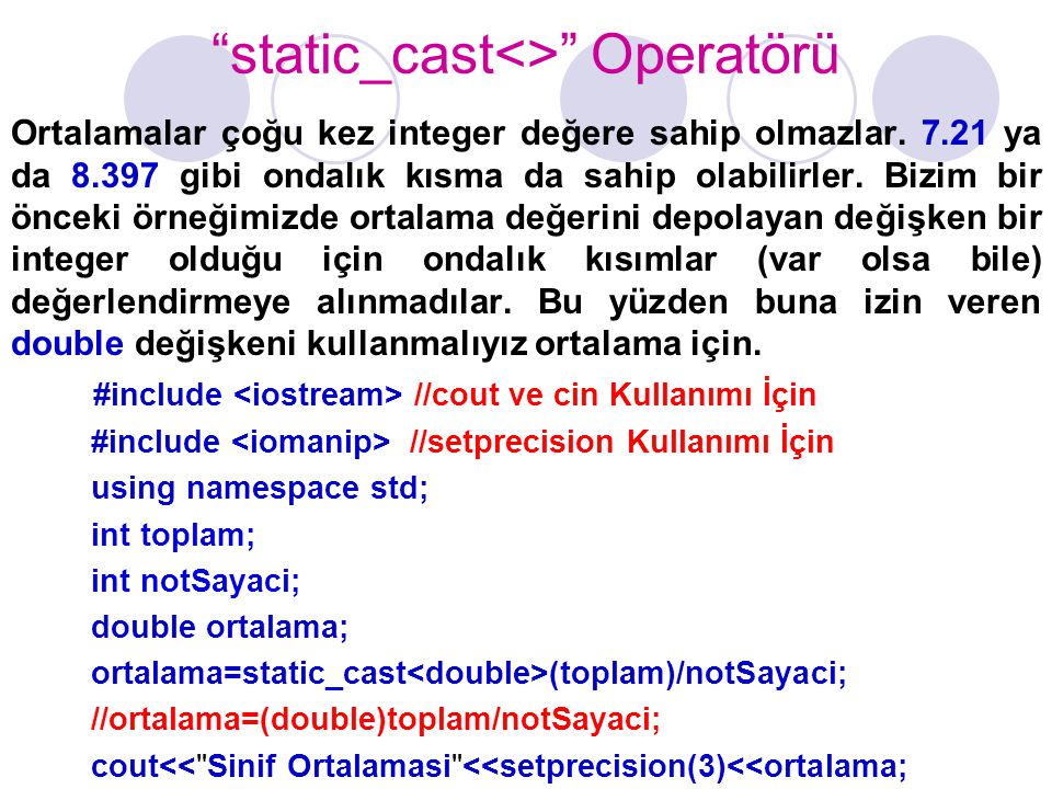 static_cast<> Operatörü