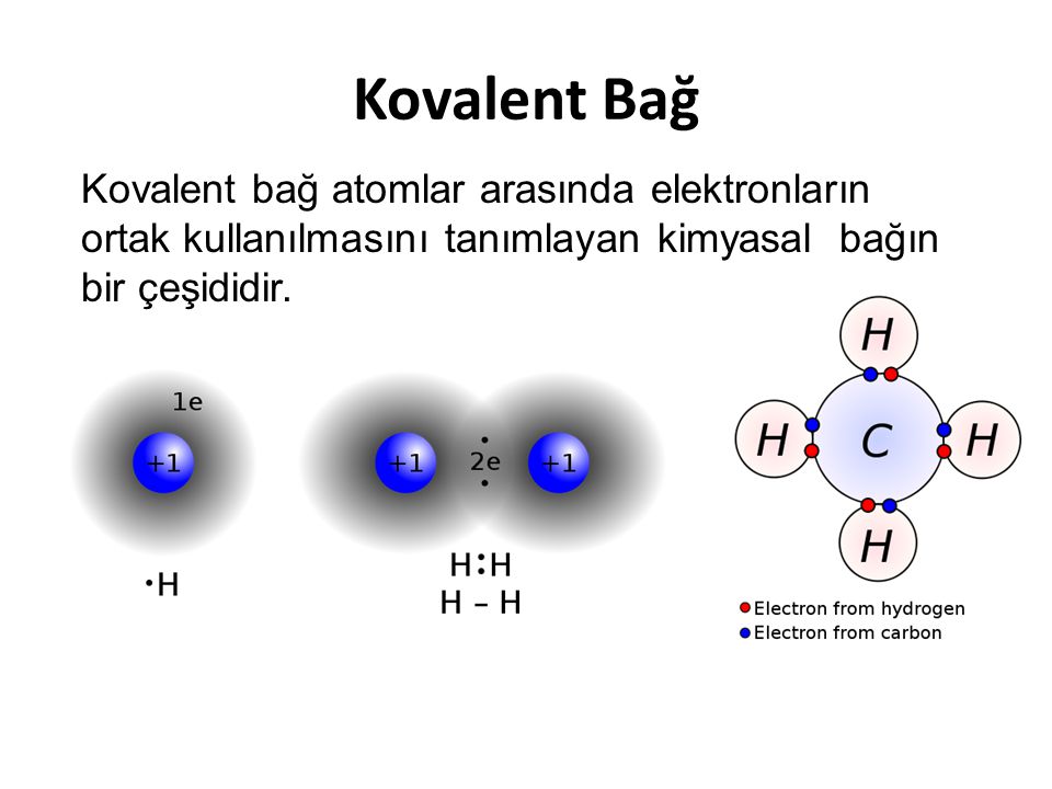 Kovalent Bağ Kovalent bağ atomlar arasında elektronların ortak kullanılmasını tanımlayan kimyasal bağın bir çeşididir.