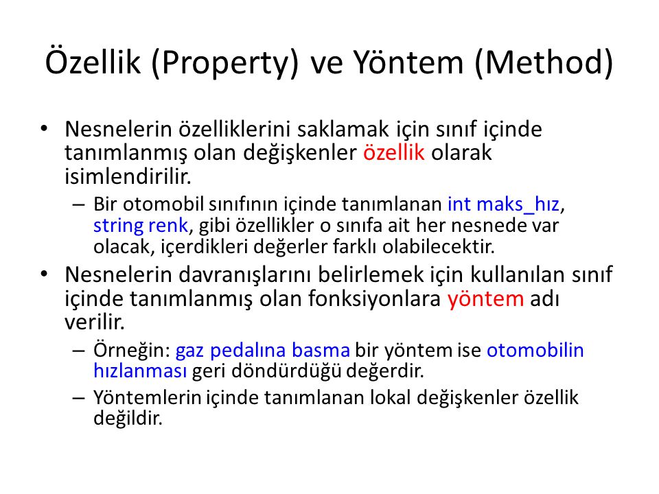 Özellik (Property) ve Yöntem (Method)