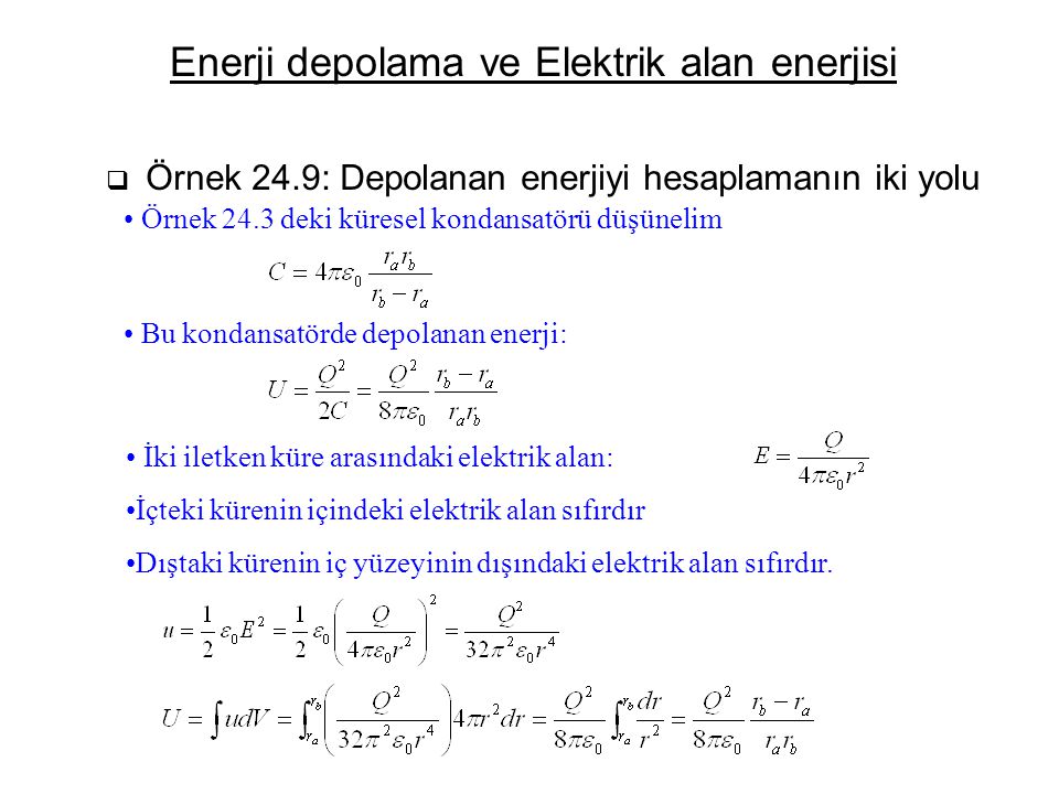 Enerji depolama ve Elektrik alan enerjisi