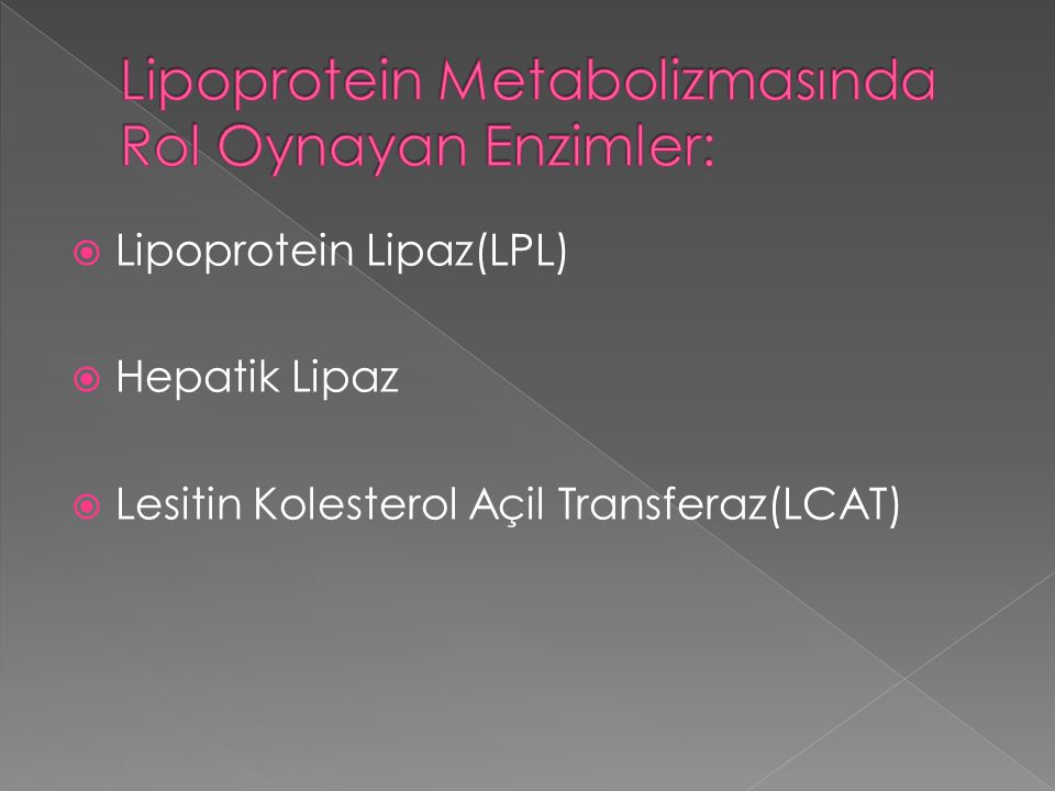 Lipoprotein Metabolizmasında Rol Oynayan Enzimler: