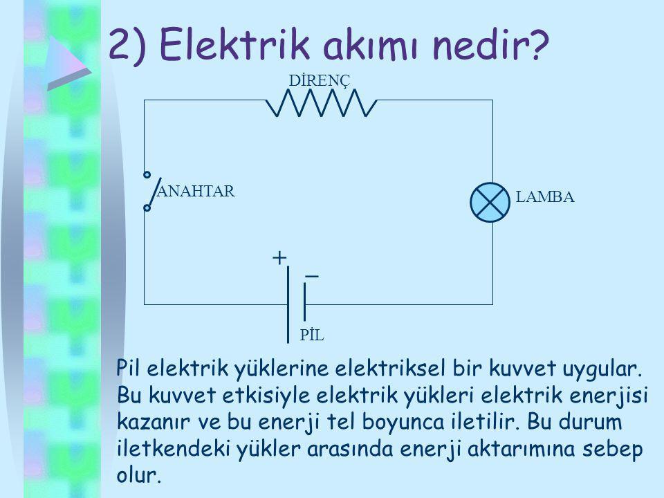 2) Elektrik akımı nedir + _