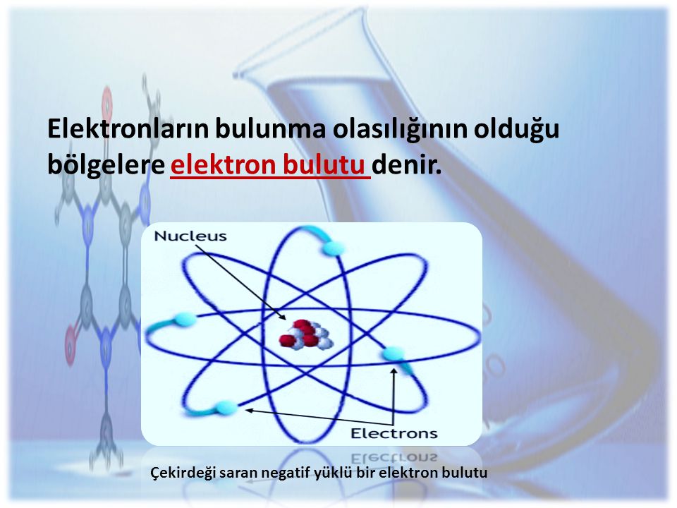 Elektronların bulunma olasılığının olduğu bölgelere elektron bulutu denir.
