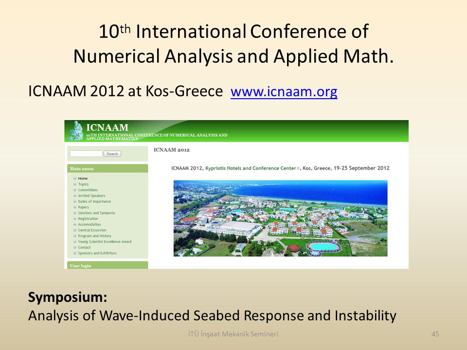 10th International Conference of Numerical Analysis and Applied Math.