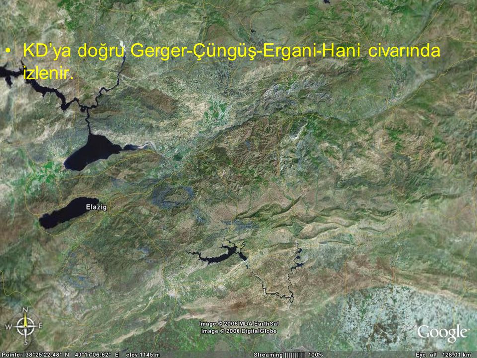 KD’ya doğru Gerger-Çüngüş-Ergani-Hani civarında izlenir.