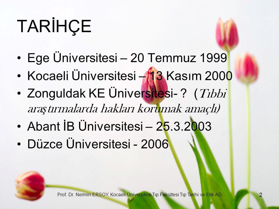 TARİHÇE Ege Üniversitesi – 20 Temmuz 1999