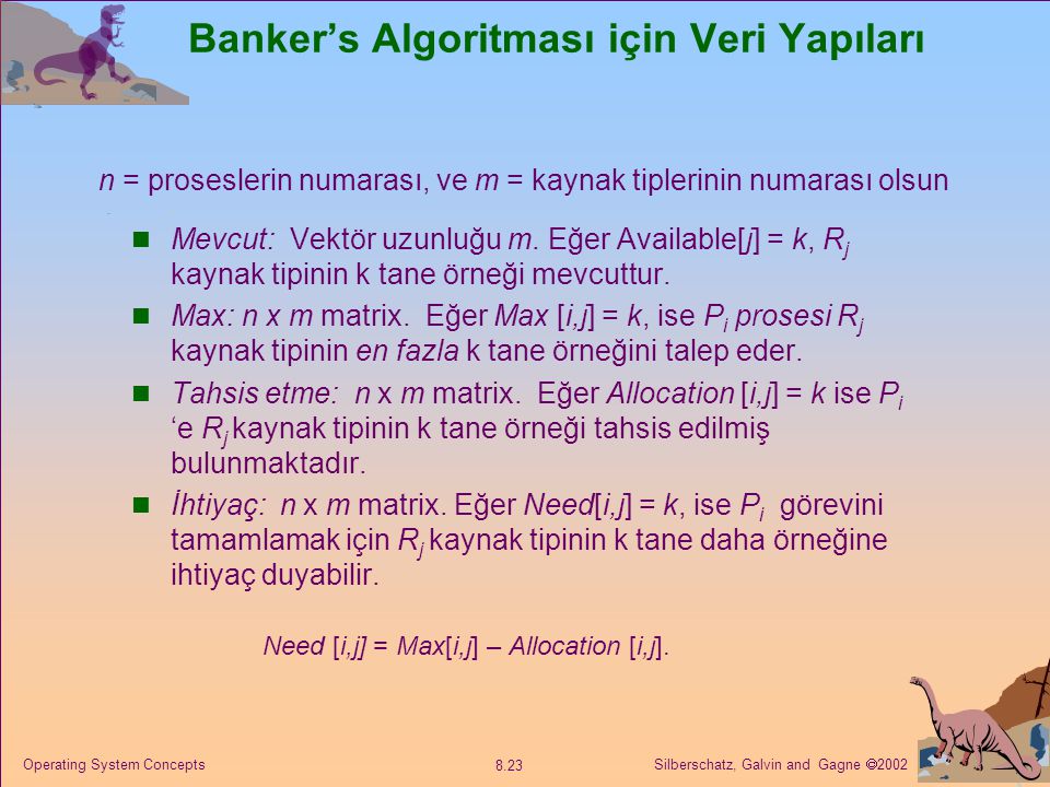 Banker’s Algoritması için Veri Yapıları