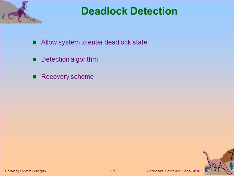 Deadlock Detection Allow system to enter deadlock state
