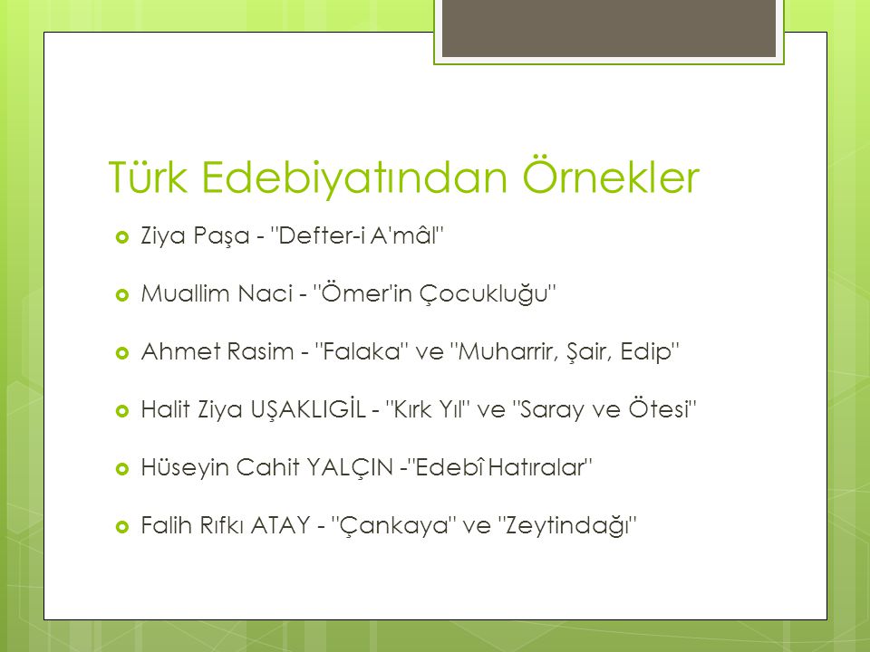 Türk Edebiyatından Örnekler