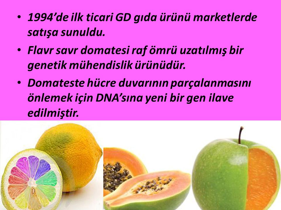 1994’de ilk ticari GD gıda ürünü marketlerde satışa sunuldu.