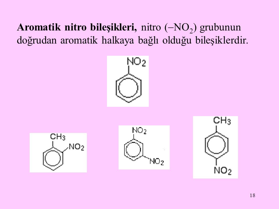 Aromatik nitro bileşikleri, nitro (NO2) grubunun doğrudan aromatik halkaya bağlı olduğu bileşiklerdir.
