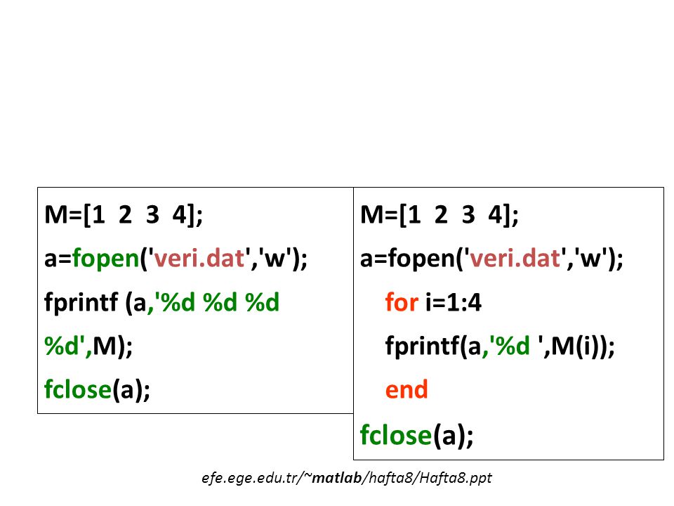 fclose(a); M=[ ]; a=fopen( veri.dat , w );