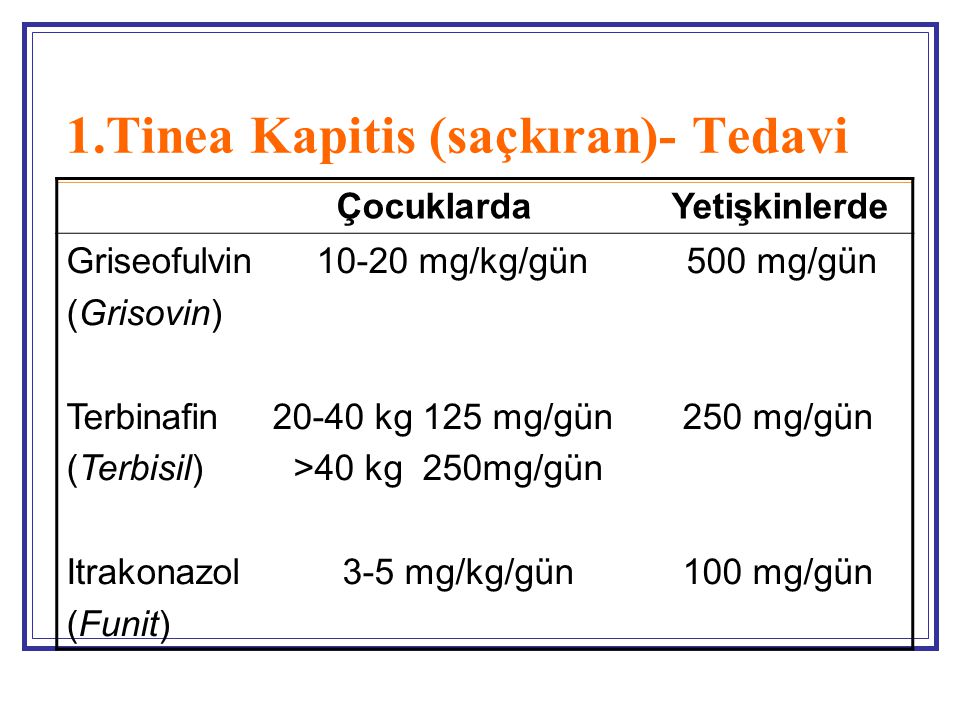 1.Tinea Kapitis (saçkıran)- Tedavi