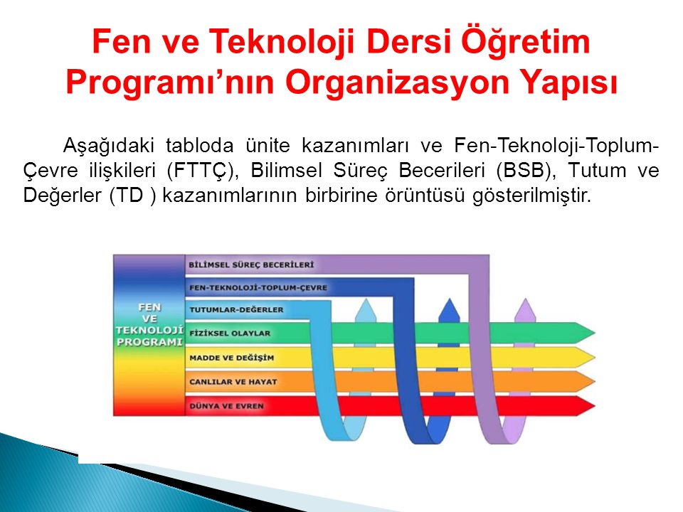 Fen ve Teknoloji Dersi Öğretim Programı’nın Organizasyon Yapısı