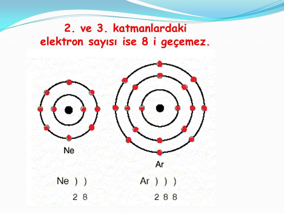 elektron sayısı ise 8 i geçemez.