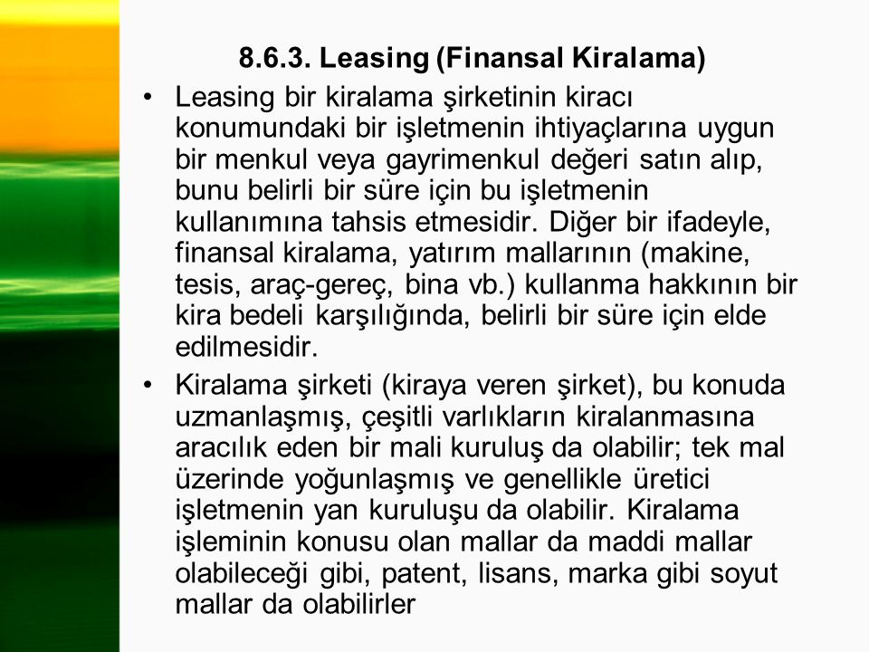 Leasing (Finansal Kiralama)