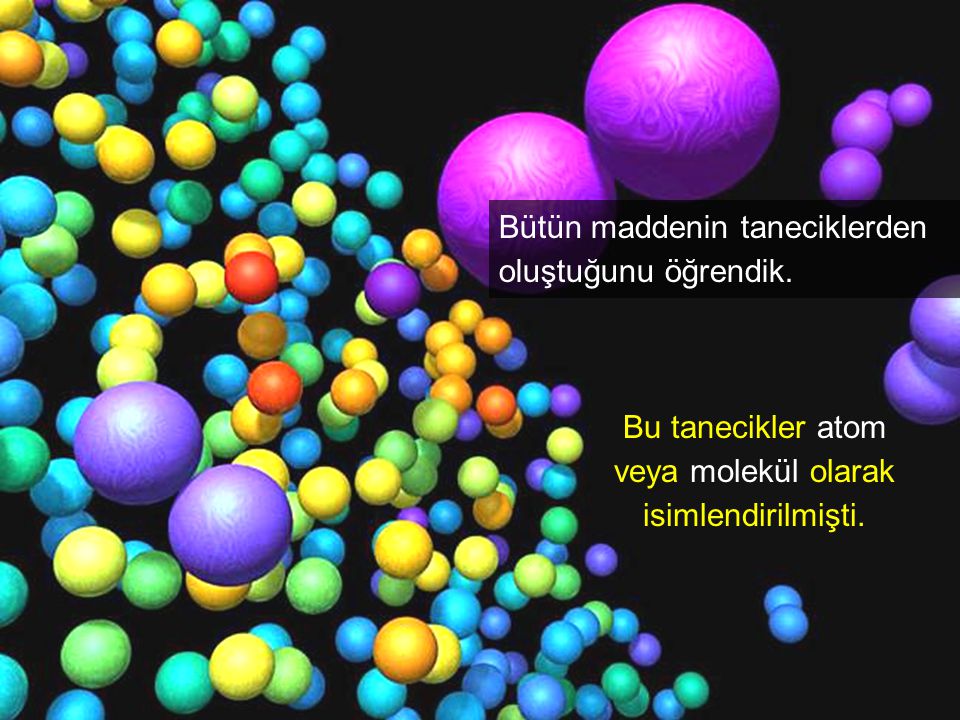 Bu tanecikler atom veya molekül olarak isimlendirilmişti.