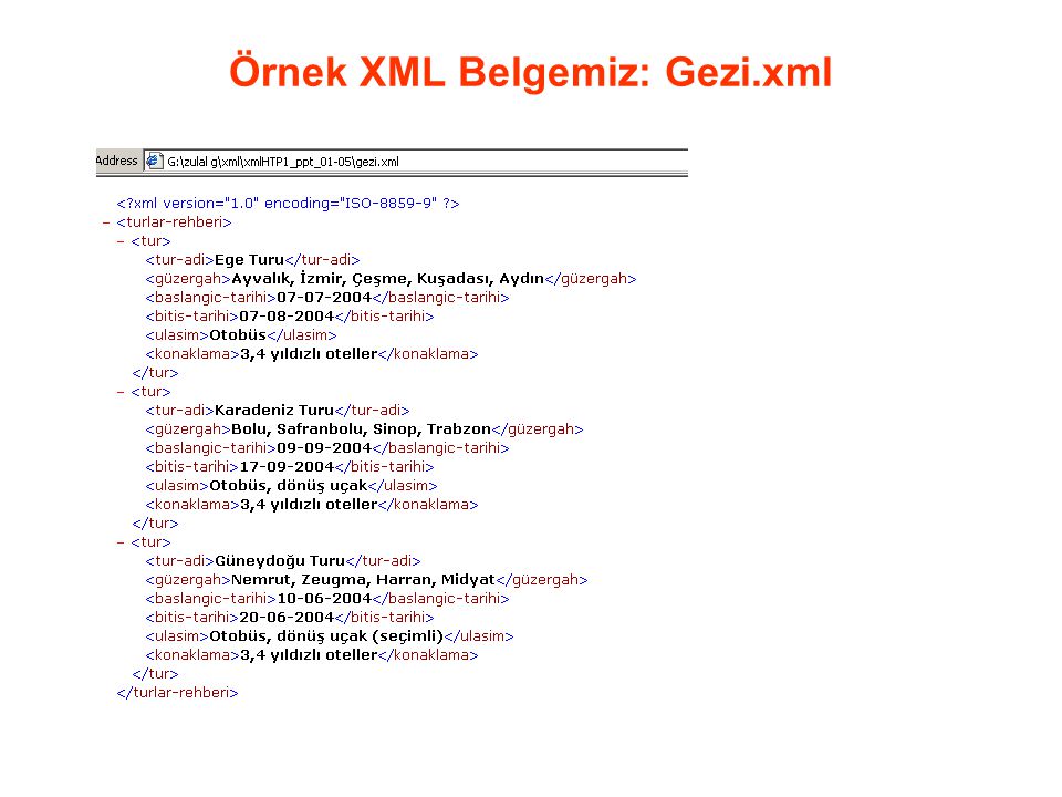 Örnek XML Belgemiz: Gezi.xml