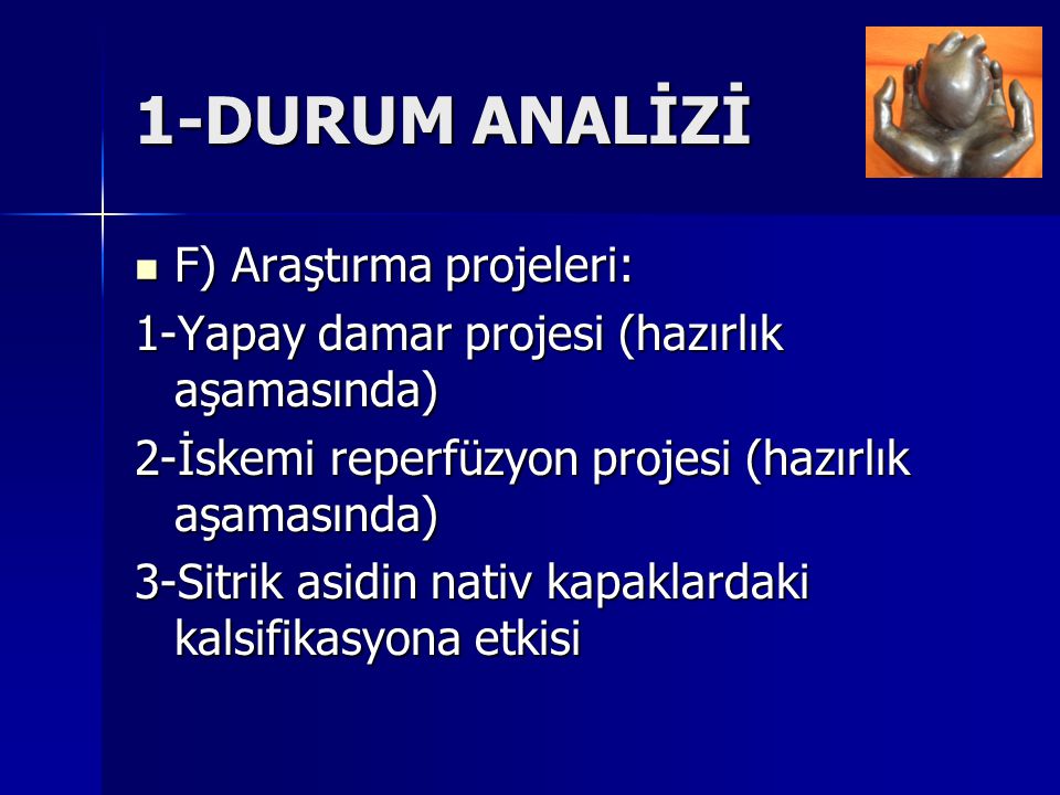 1-DURUM ANALİZİ F) Araştırma projeleri: