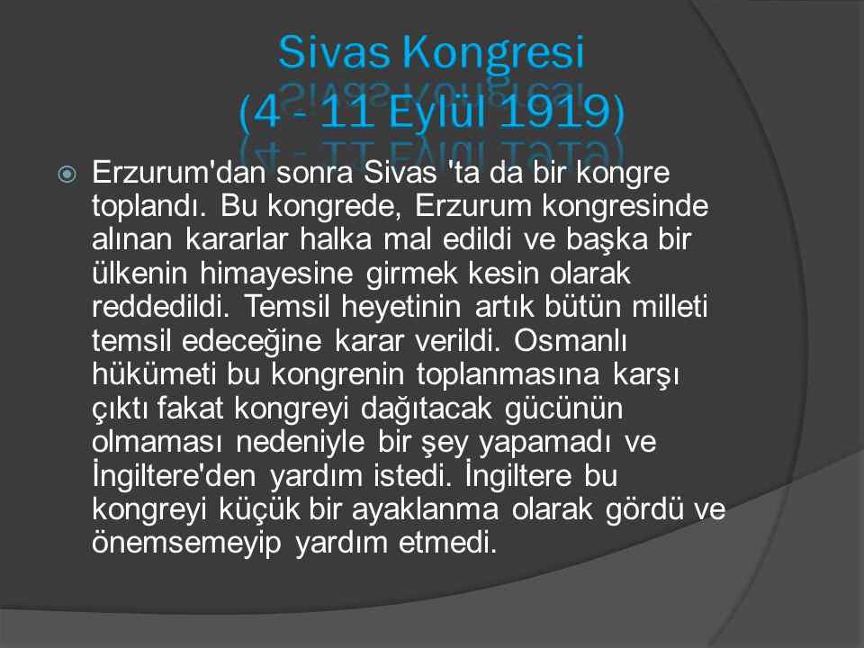 Sivas Kongresi ( Eylül 1919)