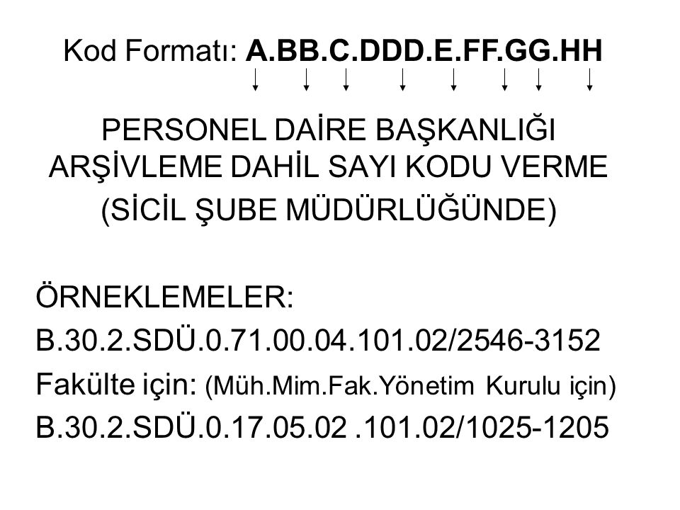 Kod Formatı: A.BB.C.DDD.E.FF.GG.HH