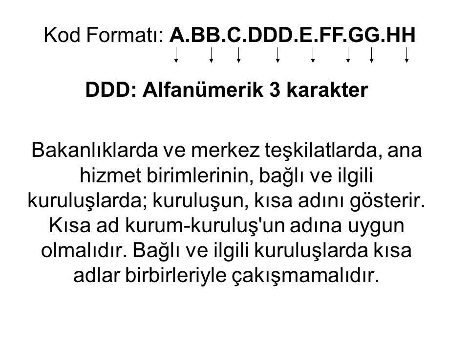 DDD: Alfanümerik 3 karakter