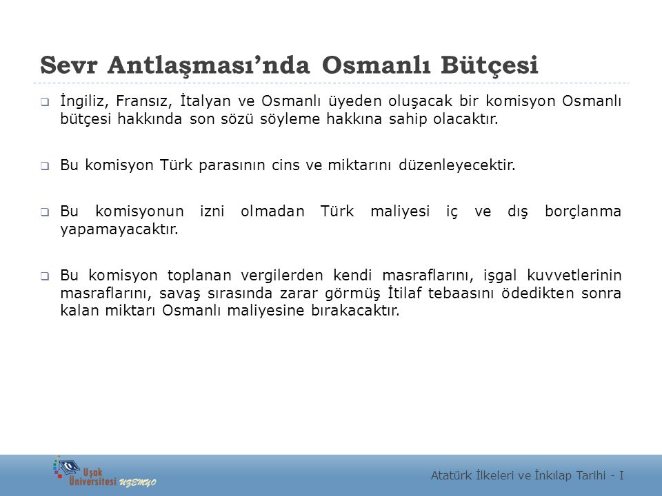 Sevr Antlaşması’nda Osmanlı Bütçesi