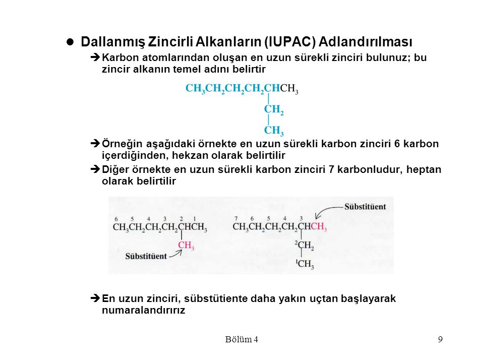 Dallanmış Zincirli Alkanların (IUPAC) Adlandırılması