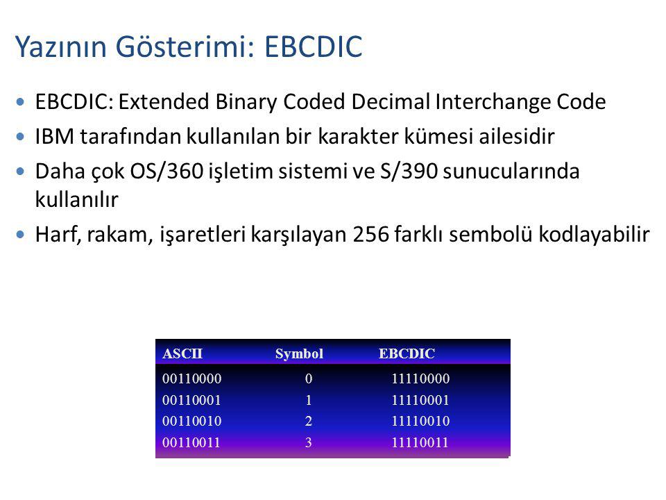 Yazının Gösterimi: EBCDIC