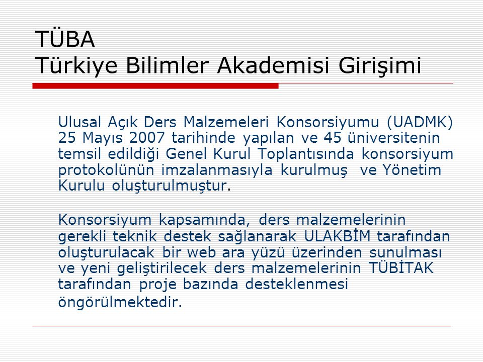 TÜBA Türkiye Bilimler Akademisi Girişimi