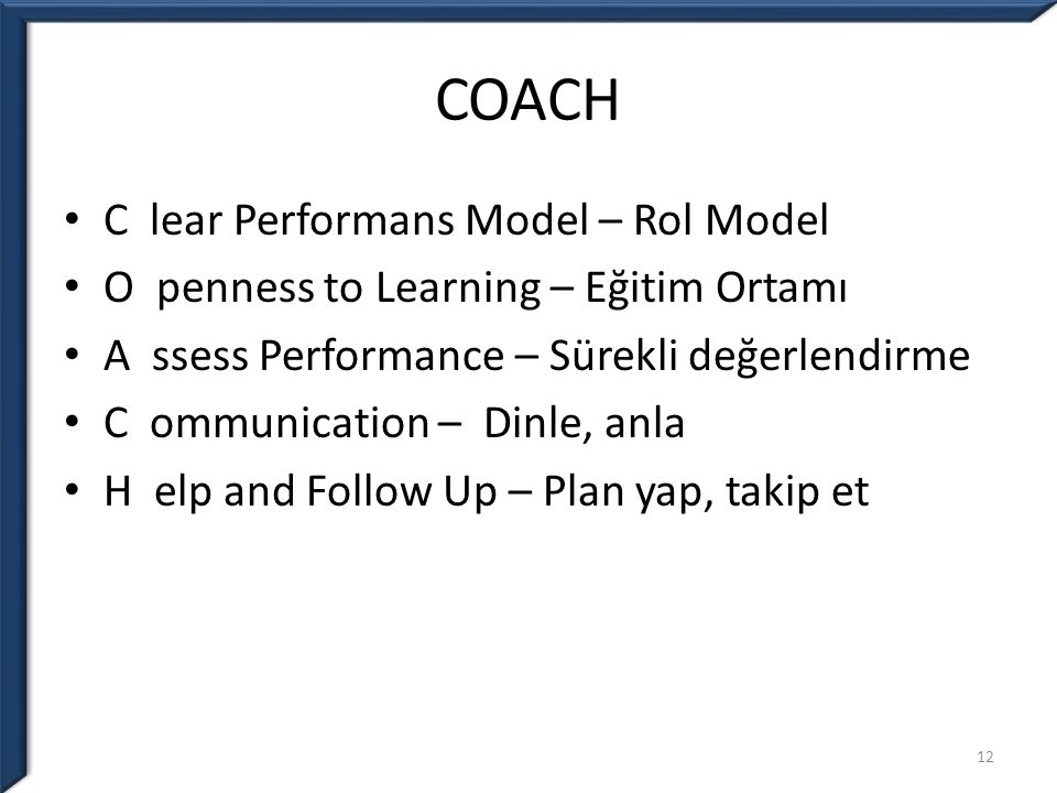 COACH C lear Performans Model – Rol Model