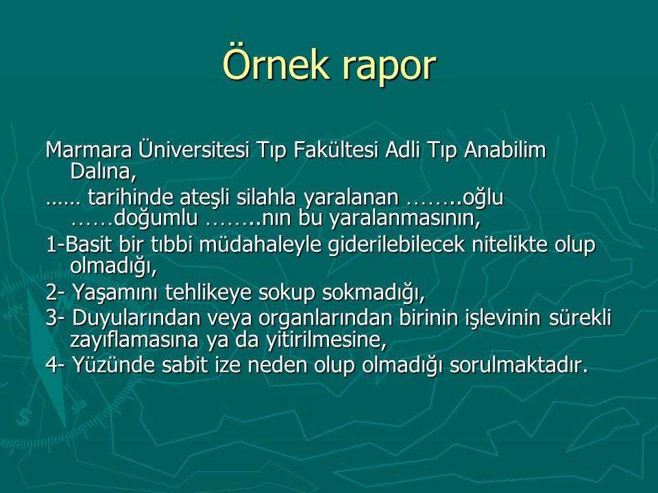 Örnek rapor Marmara Üniversitesi Tıp Fakültesi Adli Tıp Anabilim Dalına,