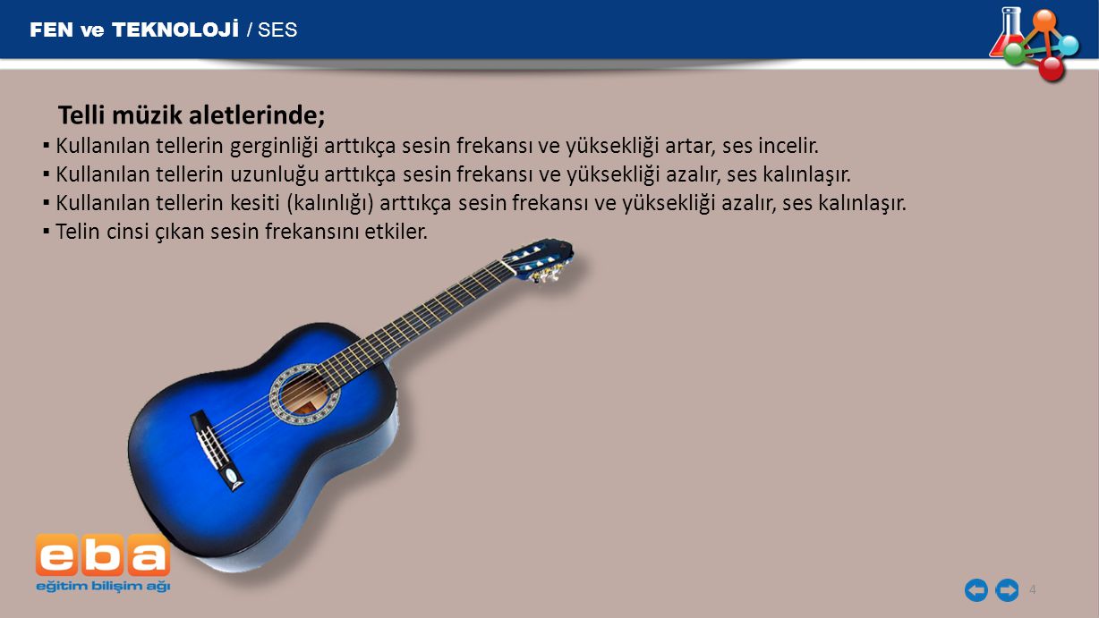 FEN ve TEKNOLOJİ / SES Telli müzik aletlerinde;