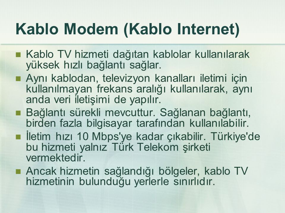 Kablo Modem (Kablo Internet)