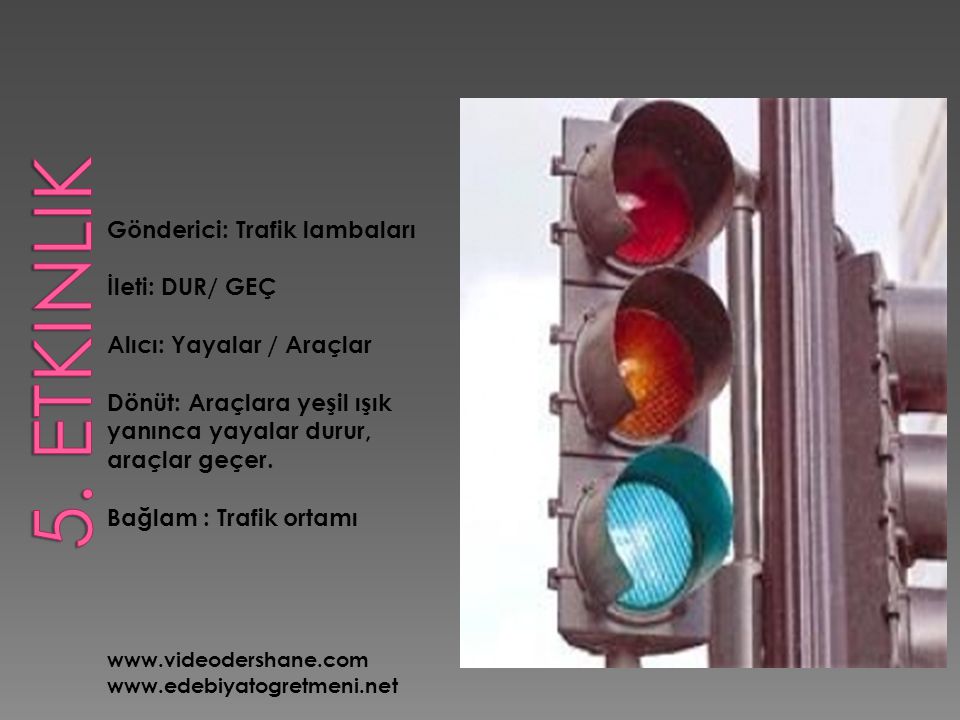 5. Etkinlik Gönderici: Trafik lambaları İleti: DUR/ GEÇ