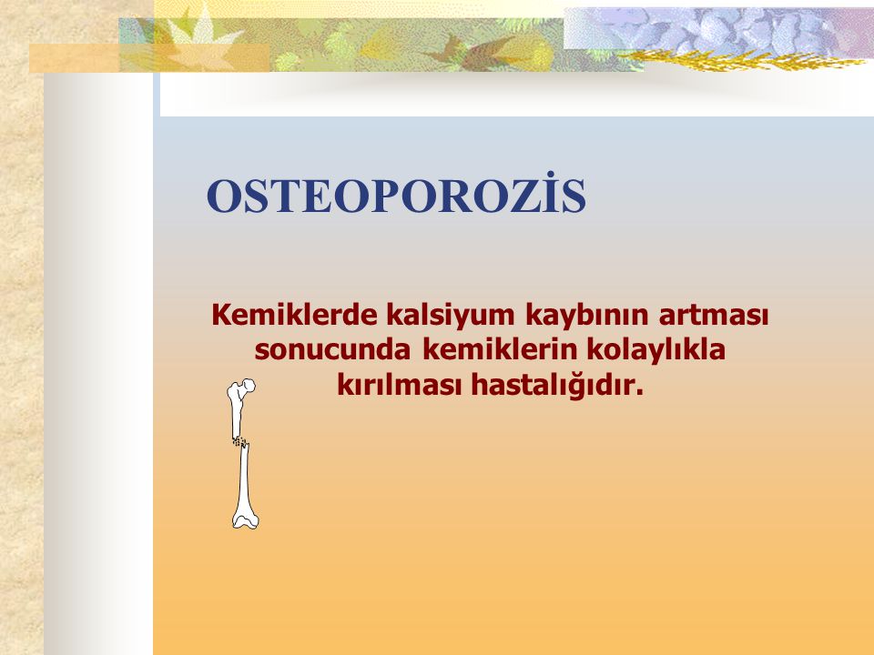 OSTEOPOROZİS Kemiklerde kalsiyum kaybının artması
