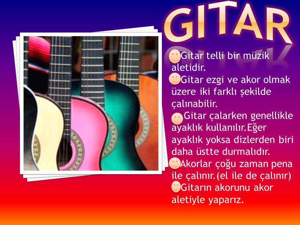 gitar Gitar telli bir müzik aletidir.