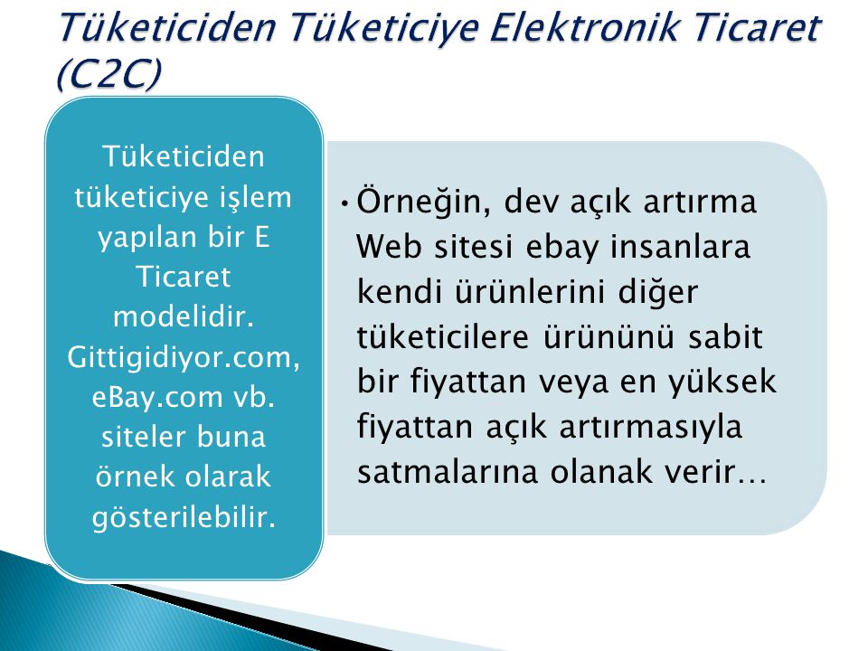 Tüketiciden Tüketiciye Elektronik Ticaret (C2C)