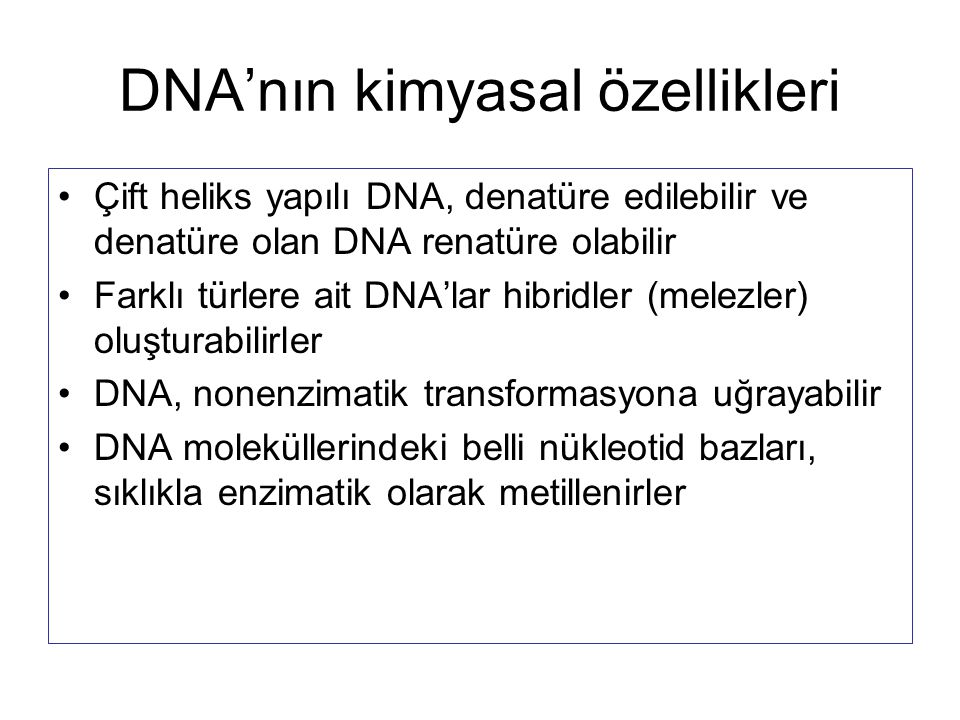 DNA’nın kimyasal özellikleri