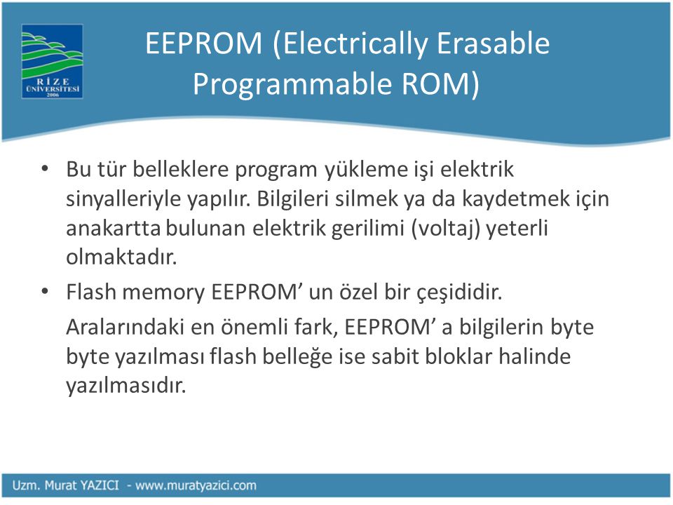 EEPROM (Electrically Erasable Programmable ROM)