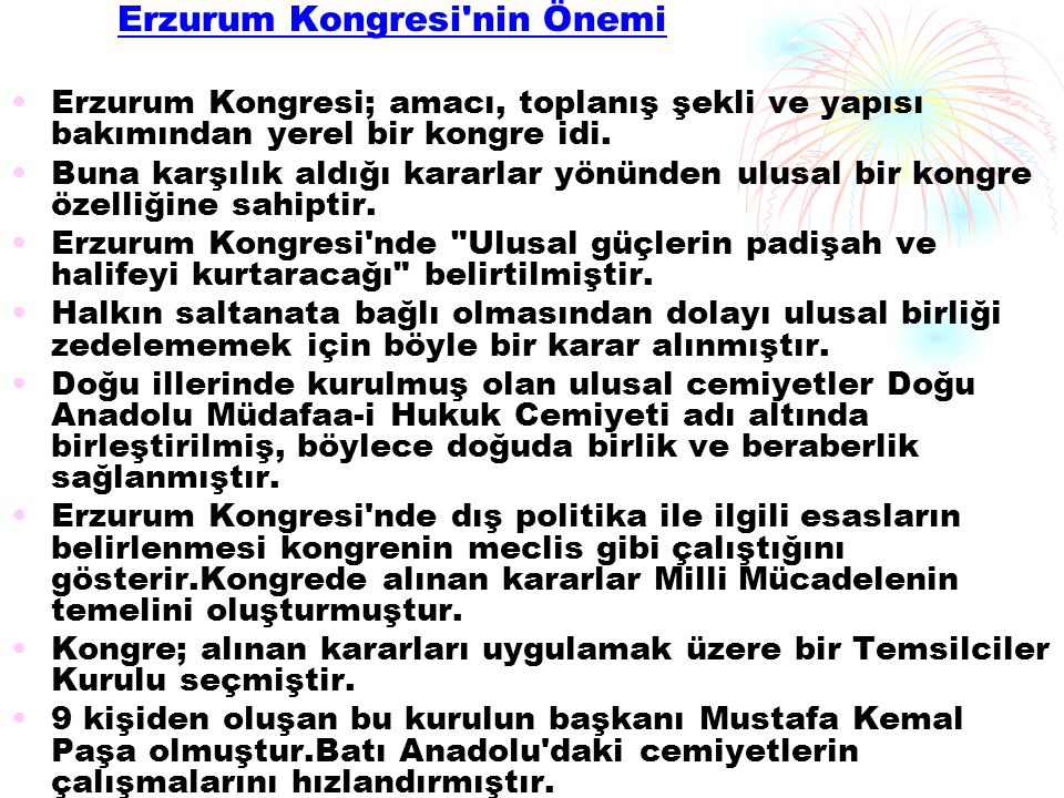 Erzurum Kongresi nin Önemi