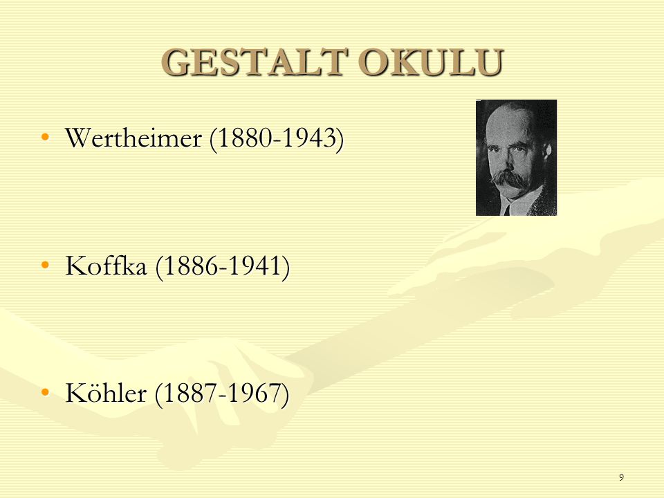 GESTALT OKULU Wertheimer ( ) Koffka ( )