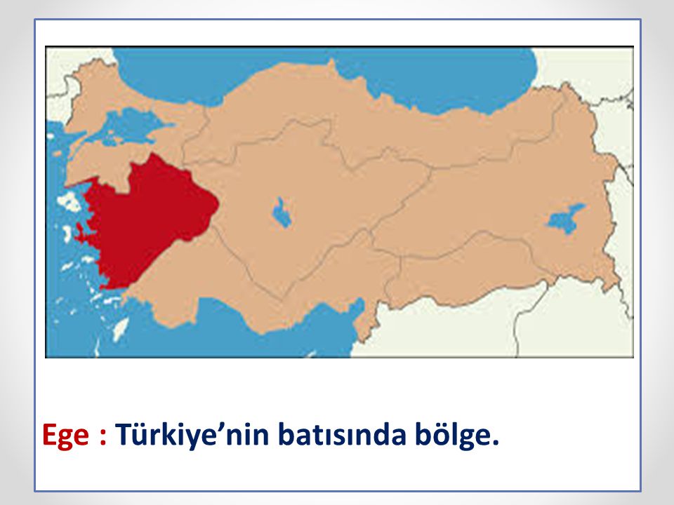 Ege : Türkiye’nin batısında bölge.