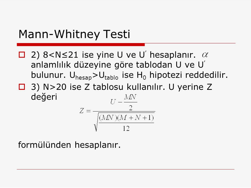 Mann-Whitney Testi