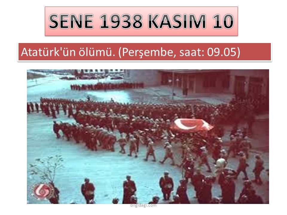 SENE 1938 KASIM 10 Atatürk ün ölümü. (Perşembe, saat: 09.05)