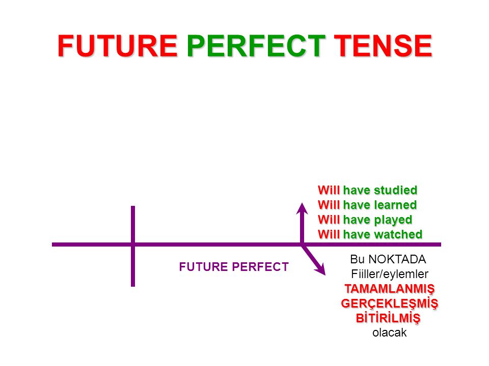 FUTURE PERFECT TENSE Will have studied Will have learned