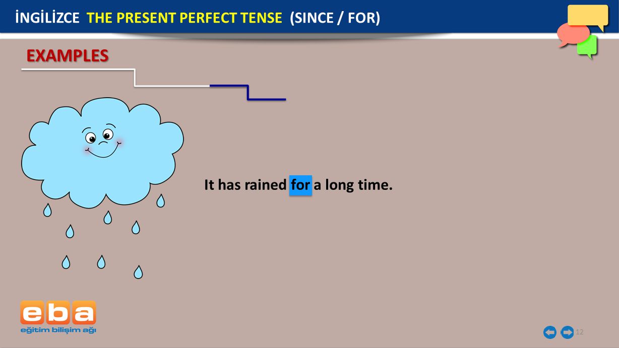 EXAMPLES İNGİLİZCE THE PRESENT PERFECT TENSE (SINCE / FOR)