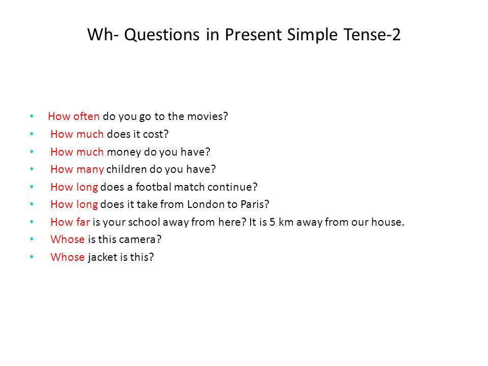Wh- Questions in Present Simple Tense-2