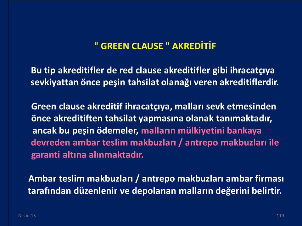 Green clause akreditif
