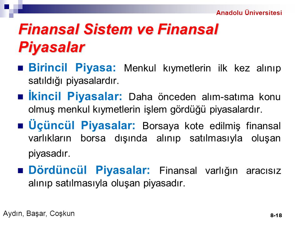 Finansal Sistem ve Finansal Piyasalar